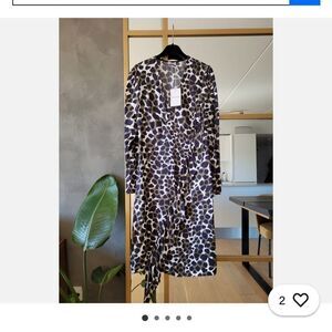 By Malene Birger Black and Brown Patterned Long Sleeve Dress